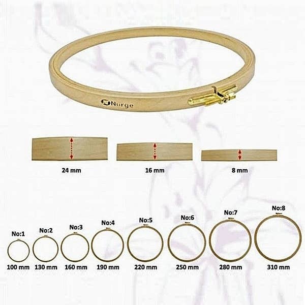 16mm (0.63") Hoop Depth Beech Screwed Embroidery Hoops - Nurge