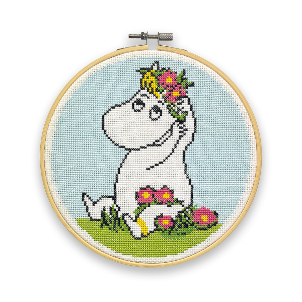 Snorkmaiden Flower Arranging - Moomin Cross Stitch Kit - The Crafty Kit Company