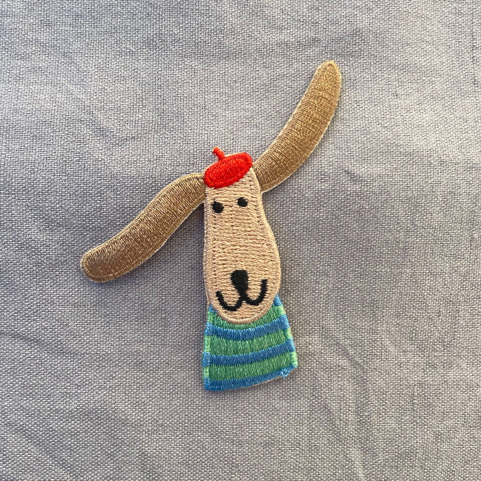 Dachshund with Beret  Iron-On Patch-Hannahs Firlefanz