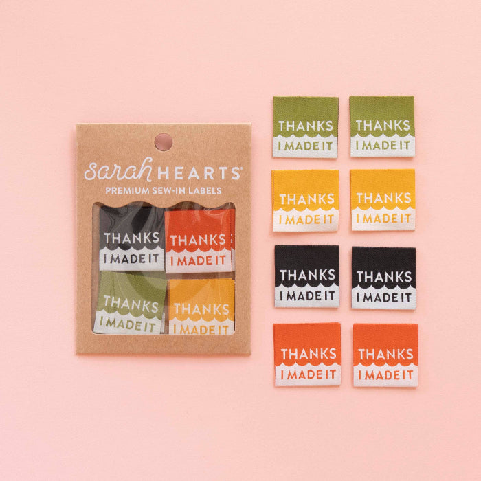 Sarah Hearts - Thanks I Made It Multipack Woven Sewing Labels