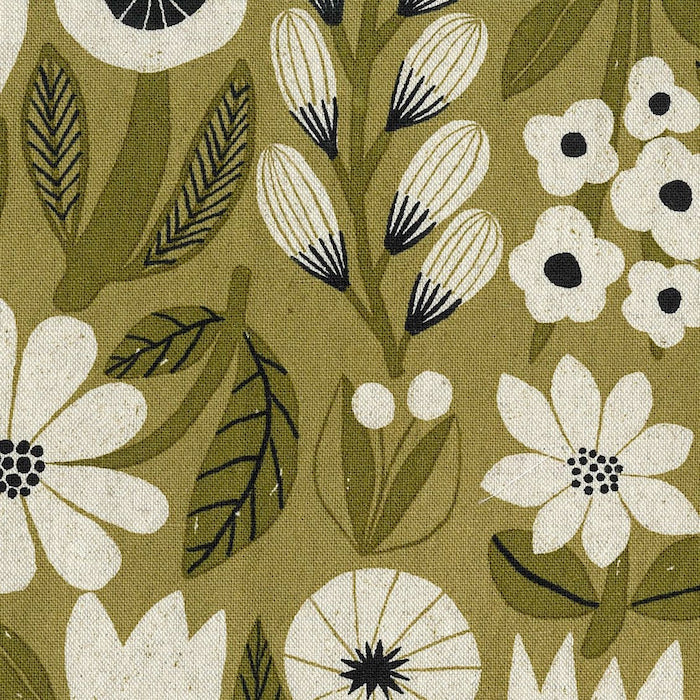 Flower by Bookhou - Green - Gather Collection - Cotton Linen - Kokka €30 pm