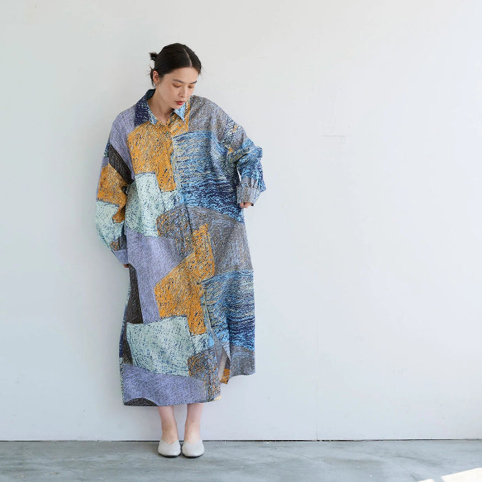 KESHIKI Station City Viyella Orange x Blue – Cotton - KOKKA - €18.50/m