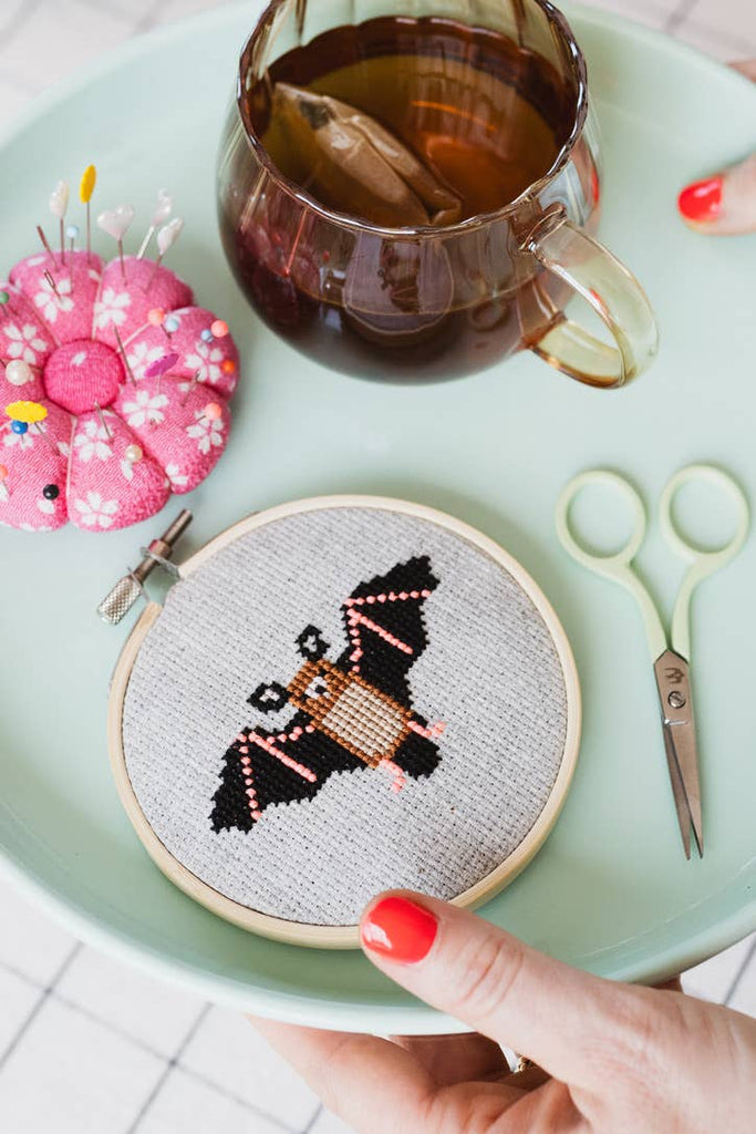 Bat Cross Stitch Kit for Beginners - Cotton Clara Craft Kits & Supplies