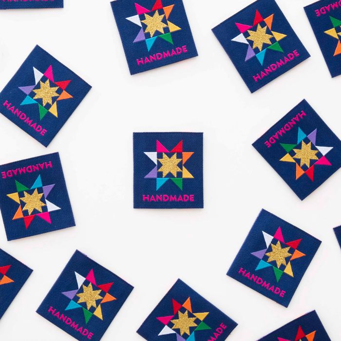 Handmade Quilt Star Woven Sewing Labels - Sarah Hearts -