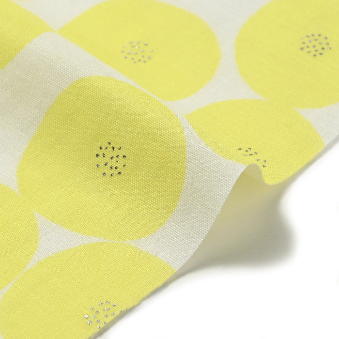 MUDDY WORKS Mini Anpan White x Yellow x Silver glitter – Cotton Double Gauze -  by Tomotake for KOKKA - €25.50pm (Copy)