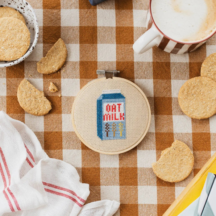 Oat Milk Cross Stitch Kit - Cotton Clara Craft Kits & Supplies