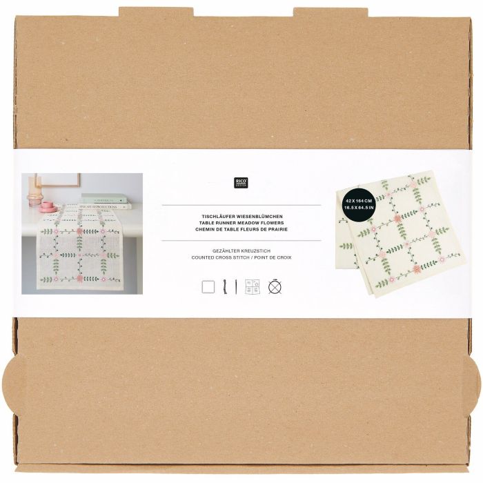 Embroidery kit Counted cross stitch Table runner Meadow flowers - Rico Design