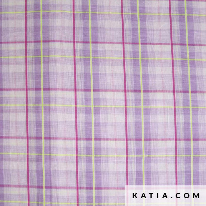 Fluor Madras- Neon and Lilac -Cotton  - Katia Fabrics  €14,00 pm