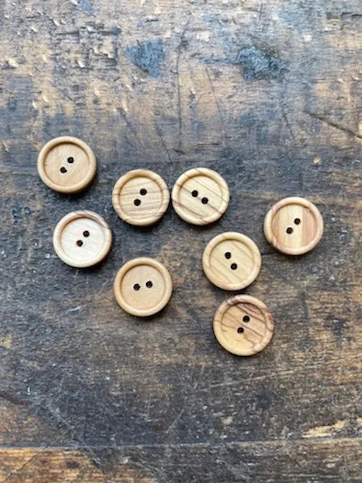 Olive Wood Raised Edge Buttons with Two Holes